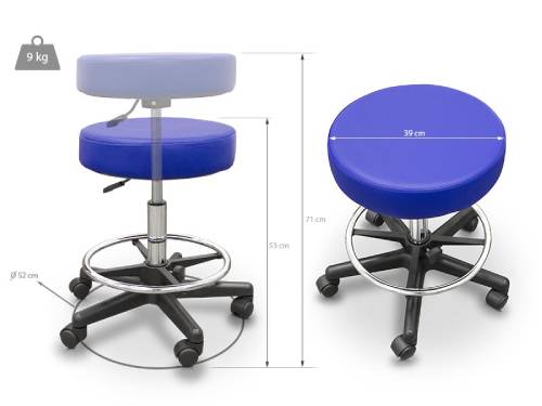 Taburet medical cu inel sprijin picioare 57-73 cm - imagine 2