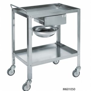 Carucior instrumentar cu 1 sertar, 2 rafturi si bol