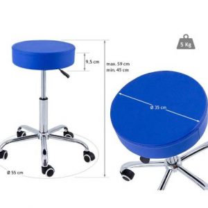 Alternative view of Taburet cu baza din otel cromat H 45/59cm