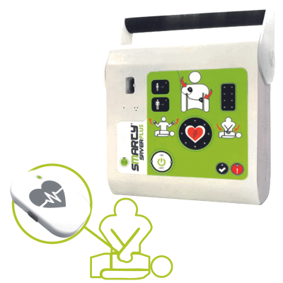 Defibrilator Smarty Saver Plus semi-automatic cu electrozi Face to Face (F2F)
