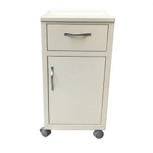 Noptiera spital metalica cu blat ABS - ALB