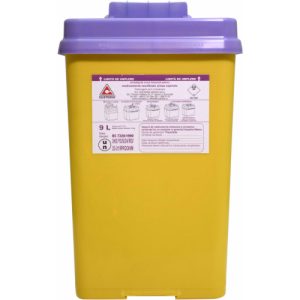 Cutie medicamente polipropilena 9l posibil taietoare/intepatoare capac Mov