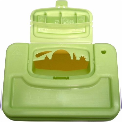 Cutie medicamente polipropilena 9l posibil taietoare/intepatoare capac Verde - imagine 2
