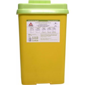 Cutie medicamente polipropilena 9l posibil taietoare/intepatoare capac Verde