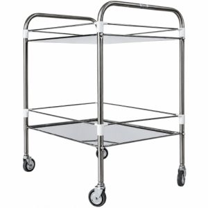 Carucior instrumentar inox cu 2 polite