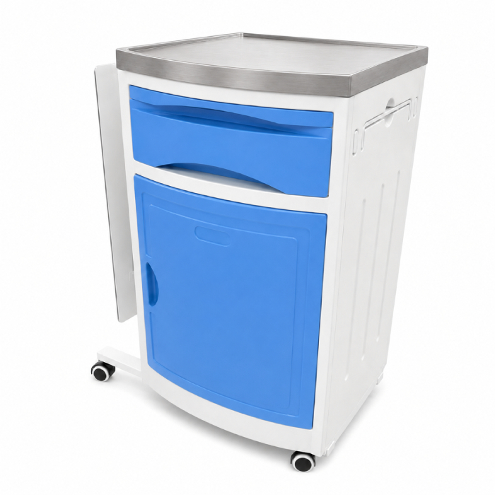 Noptiera spital din ABS cu blat din inox si masa laterala - imagine 3