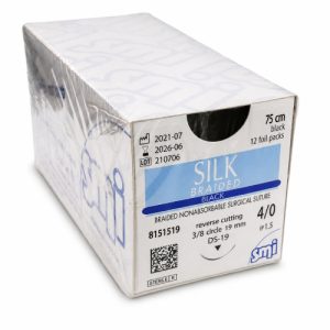 Alternative view of Fire de sutura Matase-DS-19 mm-4/0-75 cm - SILK Braided Negru