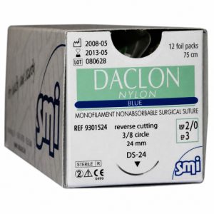 Fire de sutura Nylon-DS-24 mm-2/0-75 cm - DACLON NYLON albastru
