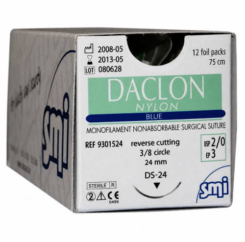 Fire de sutura Nylon-DS-24 mm-2/0-75 cm - DACLON NYLON albastru